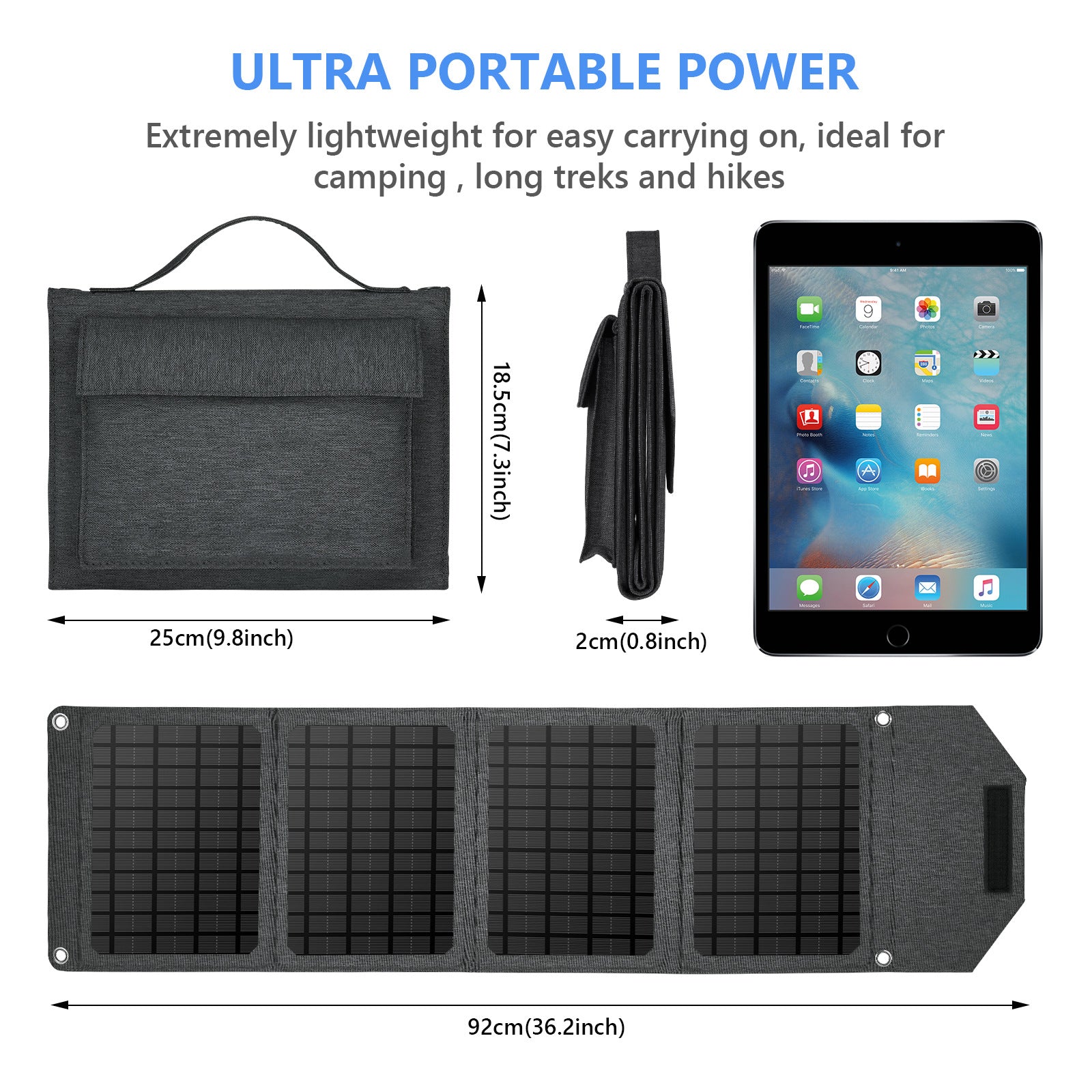 24W Dual USB Foldable Solar Panel Portable 4-Folding Solar Charger for Outdoor Hiking Camping 24W Dual USB Foldable Solar Panel Portable 4-Folding Solar Charger for Outdoor Hiking Camping